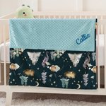 Personalized Cute Cartoon Sleeping Dragon Soft Baby Security Blanket with Dotted Backing and Embroidery Name Baby Shower Birthday Gift for Boys Girls