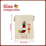 Gepersonaliseerde tekenfilmfiguur Elf Rendier Holly Initial Santa Sack Drawstring Gift Bag met naam Vrolijk kerstfeest partij Gunsten voor familie kinderen