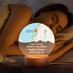 Personalised Where It All Began Map LED Night Light with Wood Base Names Address and Date Anniversary Valentine's Day Gift for Couple