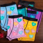 Personalized Colorful Love Hearts Face Photo Men's Boxer Brief Underwear with Text Funny Valentine's Day Birthday Gift for Husband Boyfriend