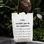 Sac de Grande Capacité Personnalisé avec Nom et Texte Sac à Épaule en Toile Réutilisable Cadeau Anniversaire Voyage Courses pour Femme