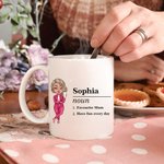 Personalized Cartoon Character Name Definition 11oz 15oz Ceramic Coffee Mug with Text Birthday Gift for Men Women