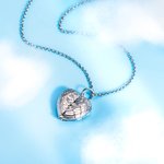 Personalized Angel Wing Heart Locket Necklace with Photo Engraved Text Anniversary Birthday Gift for Women Girls