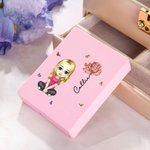Personalized Birth Flower Name Cartoon 5 Pcs Makeup Brush Set with Travel Storage Box Birthday Bridesmaid Gift for Women Girls