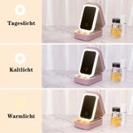 Personalisiertes Lippenstift Mode-Cartoon-Mädchen Schmuckkästchen mit 3 Einstellbaren Lichtmodi LED-Spiegel PU-Leder Valentinstag Geschenk für Damen