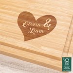 Personalized Engraved Heart 2 Names Charcuterie Cutting Board with Juice Groove Housewarming Wedding Gift for Family Couple
