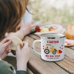 Personalised We Dig You Lorry Excavator 11oz Enamel Mug with Text Birthday Gift for Kids