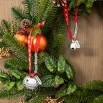 Personalised Jingle Bell Christmas Ribbon Ornament with Engraved Name Plate Beads and Card Christmas Tree Decor for Family