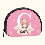Personalized Star Cloud Initial Cute Forest Animal Zippered Mini Kid Coin Purse Pouch with Name Multicolor Available Birthday Gift for Boys Girls