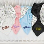 Coperta di sicurezza personalizzata per bambini con sfondo a puntini e ricamo nome Baby Shower Birthday Gift per bambini e bambine