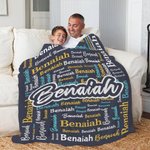 Personalized Multicolor Name Word Cloud Soft Throw Blanket Home Decor Birthday Gift for Family Kids