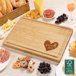 Personalized Engraved Heart 2 Names Charcuterie Cutting Board with Juice Groove Housewarming Wedding Gift for Family Couple