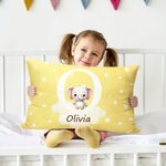 Housse de Coussin Personnalisée avec Initiale Nom et Motif d'Animal Style Nuages Étoiles Cadeau Fête des Mères pour Nouvelle Maman Enfant