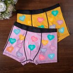 Personalized Colorful Love Hearts Face Photo Men's Boxer Brief Underwear with Text Funny Valentine's Day Birthday Gift for Husband Boyfriend