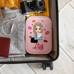 Personalized Lipstick Fashion Cartoon Girl Leather Jewelry Box with Name LED Three-color Adjustable Makeup Mirror Valentine's Day Gift for Women
