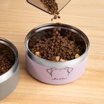 Personalized Dog Ear Design Food-grade Stainless Steel Food Water Bowl with Name Birthday Pet Feeding Supplies Gift for Pet Lovers