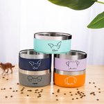 Personalized Dog Ear Design Food-grade Stainless Steel Food Water Bowl with Name Birthday Pet Feeding Supplies Gift for Pet Lovers