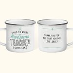 Grazie personalizzato un insegnante impressionante 11 oz argento bordo smalto tazza con nome regalo di compleanno apprezzamento per insegnante tutor p