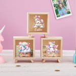 Personalized Rainbow Floral Fantasy Unicorn Wooden Money Box Piggy Bank with Name Nursery Decor Birthday Baby Shower Gift for Girls