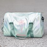 Personalized Holographic Waterproof Birth Flower Name Weekend Bag with Shoulder Strap Travel Essentials Birthday Gift for Girls Women