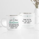 Grazie personalizzato un insegnante impressionante 11 oz argento bordo smalto tazza con nome regalo di compleanno apprezzamento per insegnante tutor p