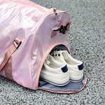 Personalized Holographic Waterproof Birth Flower Name Weekend Bag with Shoulder Strap Travel Essentials Birthday Gift for Girls Women