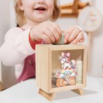 Personalized Rainbow Floral Fantasy Unicorn Wooden Money Box Piggy Bank with Name Nursery Decor Birthday Baby Shower Gift for Girls