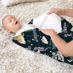 Personalised Night Sky Little Dragon Receiving Blanket Swaddle Knot Hat Headband with Name Hospital Coming Home Outfit Baby Shower Gift for Newborns