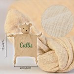 Personalizado lindo conejito oso león muselina de algodón suave bebé Loveys manta de seguridad con el nombre bordado Baby Shower Cumpleaños Regalo par