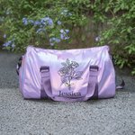 Personalized Holographic Waterproof Birth Flower Name Weekend Bag with Shoulder Strap Travel Essentials Birthday Gift for Girls Women