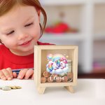 Personalized Rainbow Floral Fantasy Unicorn Wooden Money Box Piggy Bank with Name Nursery Decor Birthday Baby Shower Gift for Girls