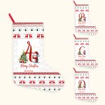 Personalised Cute Holly Hat Snowman Merry Christmas Stocking with Initial and Name Holiday Tree Fireplace Decor Family Party Gift for Kids