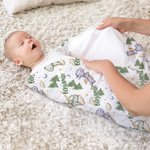 Personalised Cute Cartoon Dragon Forest Receiving Blanket Swaddle Hat Headband Set with Name Coming Home Outfit Baby Shower Gift for Newborns