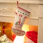 Personalised Cute Holly Hat Snowman Merry Christmas Stocking with Initial and Name Holiday Tree Fireplace Decor Family Party Gift for Kids