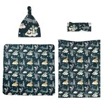 Personalised Night Sky Little Dragon Receiving Blanket Swaddle Knot Hat Headband with Name Hospital Coming Home Outfit Baby Shower Gift for Newborns