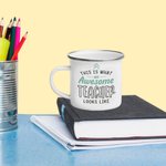 Grazie personalizzato un insegnante impressionante 11 oz argento bordo smalto tazza con nome regalo di compleanno apprezzamento per insegnante tutor p