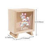 Personalized Rainbow Floral Fantasy Unicorn Wooden Money Box Piggy Bank with Name Nursery Decor Birthday Baby Shower Gift for Girls