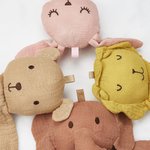 Personalizado lindo conejito oso león muselina de algodón suave bebé Loveys manta de seguridad con el nombre bordado Baby Shower Cumpleaños Regalo par