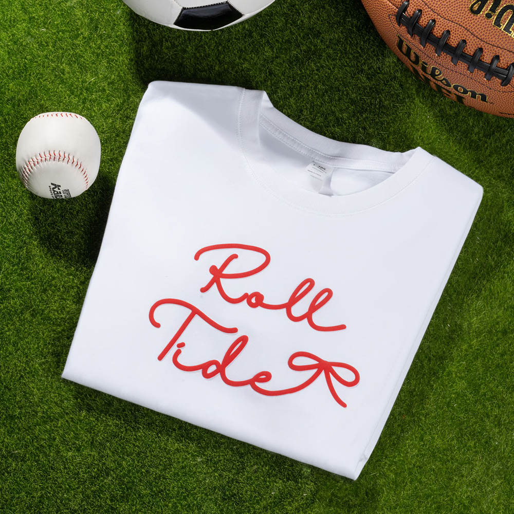 Personnalisé Puff Bow-knot Name Baseball Football T-shirt Sweatshirt Hoodie College Team Club Gift for Ball Sports Lover