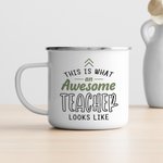 Grazie personalizzato un insegnante impressionante 11 oz argento bordo smalto tazza con nome regalo di compleanno apprezzamento per insegnante tutor p