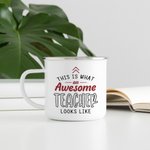 Grazie personalizzato un insegnante impressionante 11 oz argento bordo smalto tazza con nome regalo di compleanno apprezzamento per insegnante tutor p