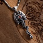 Personalisierte Axt und Schlange Birthstone Halskette Gothic-Schmuck Geburtstag Jahrestag Vatertag Geschenk für Männer Jungen