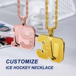 Collana personalizzata di hockey su ghiaccio con incisione del nome e del numero Regalo di compleanno per giocatori di hockey su ghiaccio amanti dello