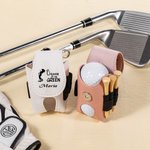 Gepersonaliseerde Golfer Silhouette Golfbal & Tee Houder Leren Etui met Naam Riemclip Draagbaar Sport Accessoire Cadeau voor Golfspelers