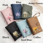 Personalised Birth Flower Bouquet Tri-fold Wristlet Name Wallet with Card Holder Birthday Gift for Women