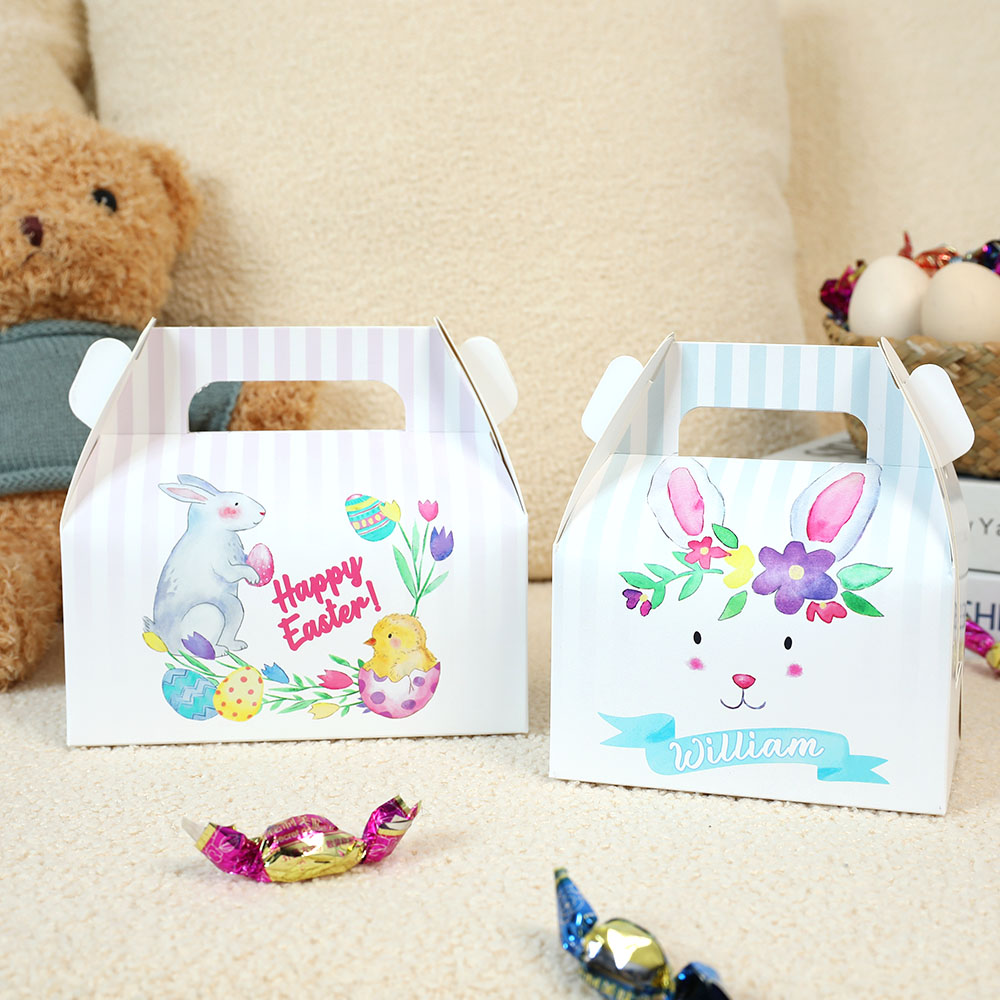 Boîte à dragées personnalisée avec poignée Décoration de Pâques pour les enfants