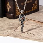 Personalisierte Axt und Schlange Birthstone Halskette Gothic-Schmuck Geburtstag Jahrestag Vatertag Geschenk für Männer Jungen