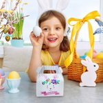 Personalized Watercolor Cute Floral Bunny Egg Name Candy Treat Gift Box with Handle Holiday Decor Easter Party Favor Supplies for Kids