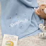 Manta de Punto Personalizada de Lunares con Bordado de Nombre Regalo de Bautizo para Recién Nacido