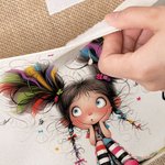 Sac en Toile de Jute Réutilisable Personnalisé avec Nom Motif Fille Excentrique Pochette Frontale Cadeau d'Anniversaire pour Filles Femmes